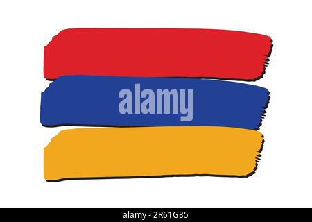 Drapeau arménien avec lignes de couleur dessinées à la main au format vectoriel Illustration de Vecteur
