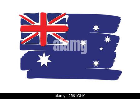 Drapeau australien avec lignes dessinées à la main en couleur au format vectoriel Illustration de Vecteur