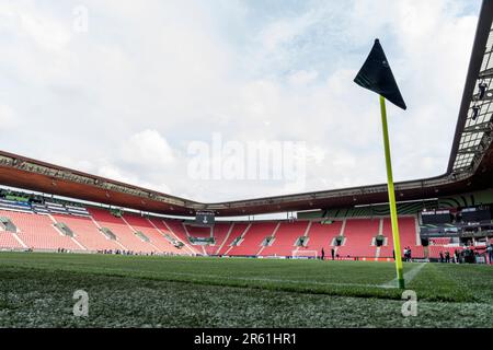 Prague, République tchèque. 06th juin 2023. La Fortuna Arena est prête pour la finale de l'UEFA Europa Conference League entre Fiorentina et West Ham United à Prague. Credit: Gonzales photo/Alamy Live News Banque D'Images