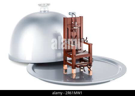 Cloche de restaurant avec chaise électrique, 3D rendu isolé sur fond blanc Banque D'Images