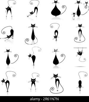 Collections silhouette chat noir Illustration de Vecteur