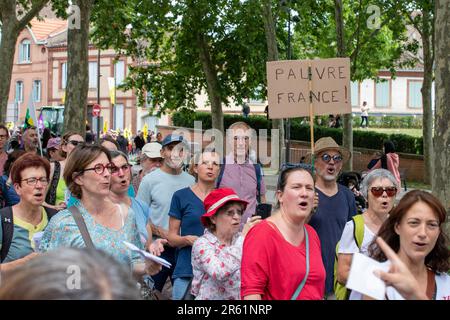 Albi, France. 06th juin 2023. Manifestation contre la réforme des retraites, à Albi, en France, sur 6 juin 2023. Photo par Arnaud Bertrand/ABACAPRESS.COM crédit: Abaca Press/Alay Live News Banque D'Images