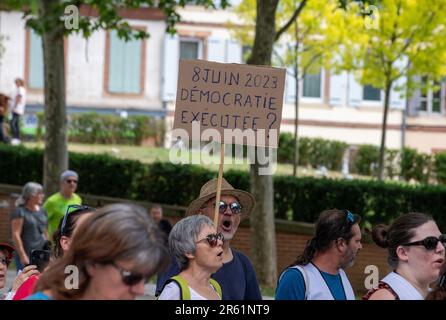 Albi, France. 06th juin 2023. Manifestation contre la réforme des retraites, à Albi, en France, sur 6 juin 2023. Photo par Arnaud Bertrand/ABACAPRESS.COM crédit: Abaca Press/Alay Live News Banque D'Images