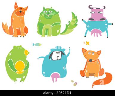 Animaux mignons - ensemble vectoriel Illustration de Vecteur