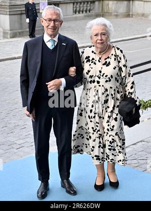 La princesse Christina (la sœur du roi) et son mari Tord Magnuson arrivent à la réception de la Journée nationale au Nordic Museum, Stockholm, Suède 6 Ju Banque D'Images