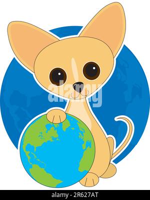 Un mignon Chihuahua avec sa patte sur la terre Illustration de Vecteur