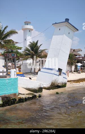 Le phare de Pise Puerto Morelos Yucatan Mexique Banque D'Images