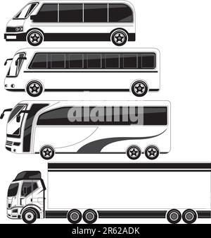 Le véhicule de grande taille avec fond noir et blanc Illustration de Vecteur