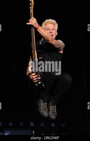 Milan Italie 2013-05-24: Mike Dirnt bassiste de la Journée verte lors d'un concert à l'Arena Fiera Rho Banque D'Images