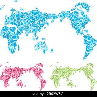 Carte du monde, maquillage de globule. Illustration de Vecteur