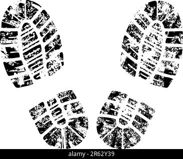 Noir et blanc détaillé bootprint - vector illustration Illustration de Vecteur