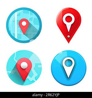 Mélanger les icônes GPS isolées sur fond blanc. Banque D'Images