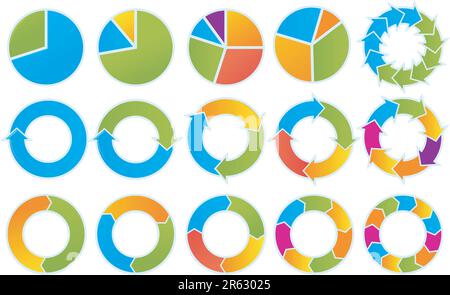 Ensemble de différents cercles de flèche sur le livre blanc isolé Illustration de Vecteur