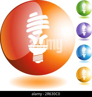 Bouton Web d'icône d'ampoule à économie d'énergie isolé sur un arrière-plan. Illustration de Vecteur