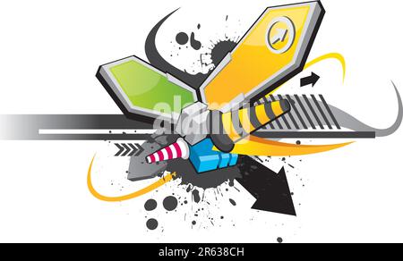 Funky traffic elements pattern design. Stock Vector