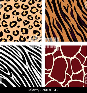 Illustration vectorielle du motif tigre, zèbre, girafe et léopard. Motif animal. Illustration de Vecteur