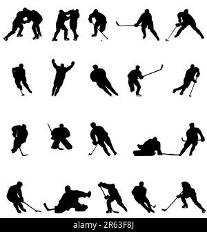 des silhouettes de hockey détaillées faciles à modifier Illustration de Vecteur