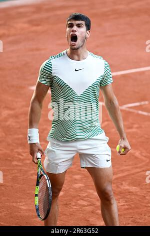 Paris, France. 04th juin 2023. Carlos Alcaraz lors de l'Open de France, tournoi de tennis Grand Chelem sur 6 juin 2023 au stade Roland Garros à Paris, France. Crédit : Victor Joly/Alamy Live News Banque D'Images