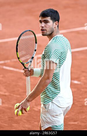 Paris, France. 04th juin 2023. Carlos Alcaraz lors de l'Open de France, tournoi de tennis Grand Chelem sur 6 juin 2023 au stade Roland Garros à Paris, France. Crédit : Victor Joly/Alamy Live News Banque D'Images