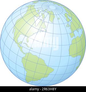 Illustration vectorielle simple du globe montrant la latitude et la longitude. Illustration de Vecteur