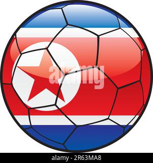 Drapeau d'illustration de la Corée du Nord entièrement modifiable sur le ballon de football Illustration de Vecteur