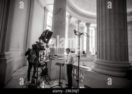 Washington, Vereinigte Staaten. 06th juin 2023. Le représentant des États-Unis, Jim Jordan (républicain de l'Ohio), attend d'être interviewé sur FOX dans le bâtiment du bureau de Cannon House à Washington, DC, mardi, 6 juin 2023. Credit: Rod Lamkey/CNP/dpa/Alay Live News Banque D'Images