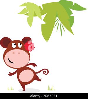 Illustration vectorielle d'un singe dansant mignon isolé sur fond blanc. Illustration de Vecteur