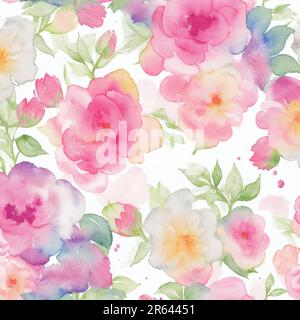 fond floral avec de magnifiques fleurs et feuilles aquarelles, élément design pour carte de vœux Banque D'Images