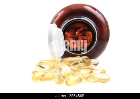 pilules médicales isolées sur fond blanc Banque D'Images