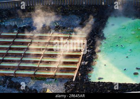 Champ d’eau chaude de Kusatsu Onsen Banque D'Images