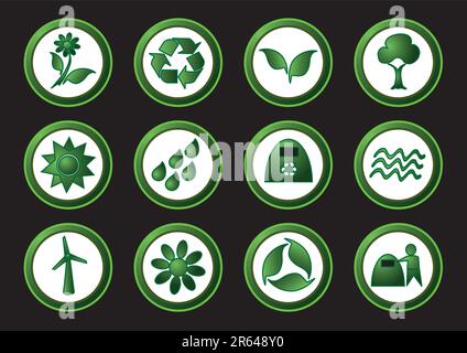 Ensemble d'icône écologique, écologique et de recyclage Illustration de Vecteur