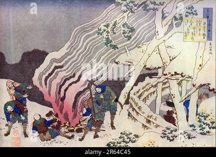 Hokusai: Poème de Minamotu No Munayuki, 1830 Banque D'Images