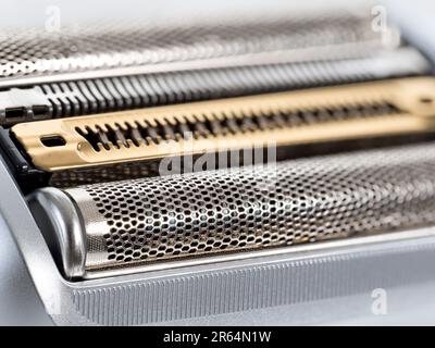Gros plan d'une grille de rasoir électrique Banque D'Images