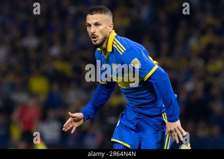 Buenos Aires, Argentine. 06th juin 2023. Dar'o Benedetto de Boca Juniors vu lors d'un match Copa CONMEBOL Libertadores 2023 groupe F entre Boca Juniors et Colo Colo à l'Estadio Alberto J. Armando. Note finale: Boca Juniors1:0 Colo-Colo crédit: SOPA Images Limited/Alamy Live News Banque D'Images