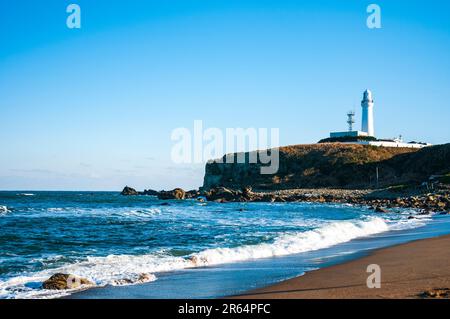 Plage de Kimike et phare d'Inubosaki Banque D'Images