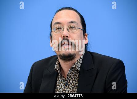 Berlin, Allemagne. 07th juin 2023. Bernd Kasparek, Chef de département à l'Institut de Berlin pour la recherche empirique sur l'intégration et la migration (BIM), présente les "lignes directrices pour une politique européenne commune en matière d'asile" lors de la Conférence de presse fédérale. Credit: Bernd von Jutrczenka/dpa/Alamy Live News Banque D'Images