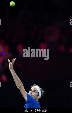 Suisse, Genève : joueur professionnel de tennis Roger Federer, Team Europe, à la coupe Laver 2019 Banque D'Images