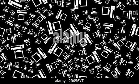 Le motif de texture est sans couture de vieux noir et blanc rétro hipster anciens ordinateurs avec des moniteurs carrés des années 80 90. Le backgrou Illustration de Vecteur