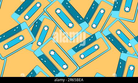 Texture sans coutures d'un ancien rétro hipster cassette audio de film musical antique sur un fond des années 70, 80, 90. L'arrière-plan Illustration de Vecteur