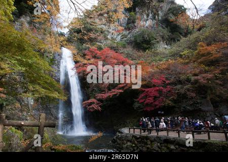 Chute d'eau Minoh en automne Banque D'Images