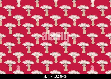 Motif de champignons sans couture. Illustration de dessin à la main dans un style de dessin animé isolé sur blanc Banque D'Images