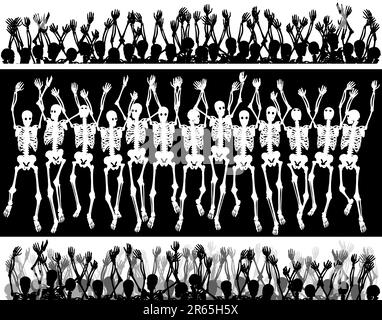 Groupes de squelettes vecteur modifiable avec chaque squelette comme un objet séparé Illustration de Vecteur