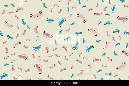 Texture, modèle sans couture de belles voitures rapides pour les petits enfants, hayon avec roues. Arrière-plan, fond d'écran. Illustration vectorielle. Illustration de Vecteur