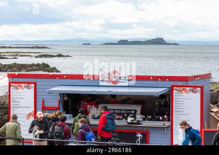 Shack de homard au port de North Berwick Banque D'Images