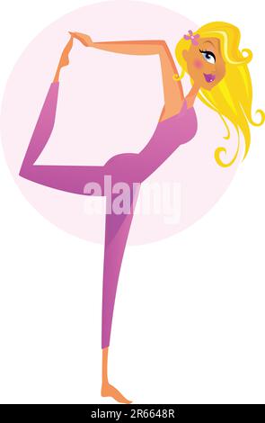 Woman practicing Yoga exercice. Vector Illustration of girl dans Dancer's posent isolé sur fond blanc. Illustration de Vecteur