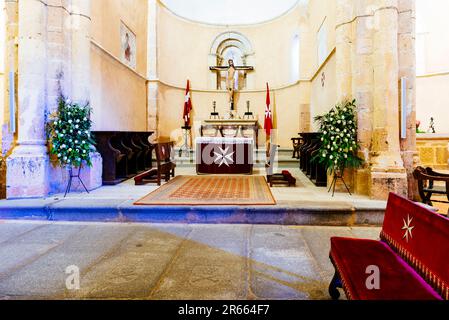 Autel haut. Intérieur de l'église de la vraie Croix, Iglesia de la Vera Cruz, est une église catholique romaine située dans le quartier de San Marcos de la ville o Banque D'Images