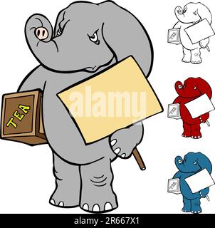 Une image d'un manifestant en colère tea party. Illustration de Vecteur