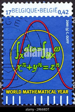 BELGIQUE - VERS 2000: Timbre imprimé en Belgique consacré à l'année mondiale des mathématiques, vers 2000 Banque D'Images