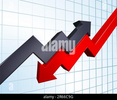 Une illustration des flèches indiquant des pertes et profits sur un graphique Illustration de Vecteur