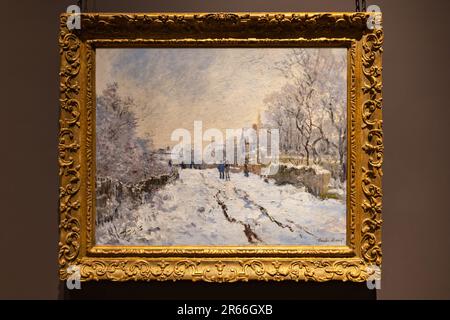 Scène de neige à Argenteuil, 1875 par le peintre français Claude Monet. Les fortes chutes de neige de l'hiver 1874-5 ont incité Monet à peindre le paysage. Banque D'Images